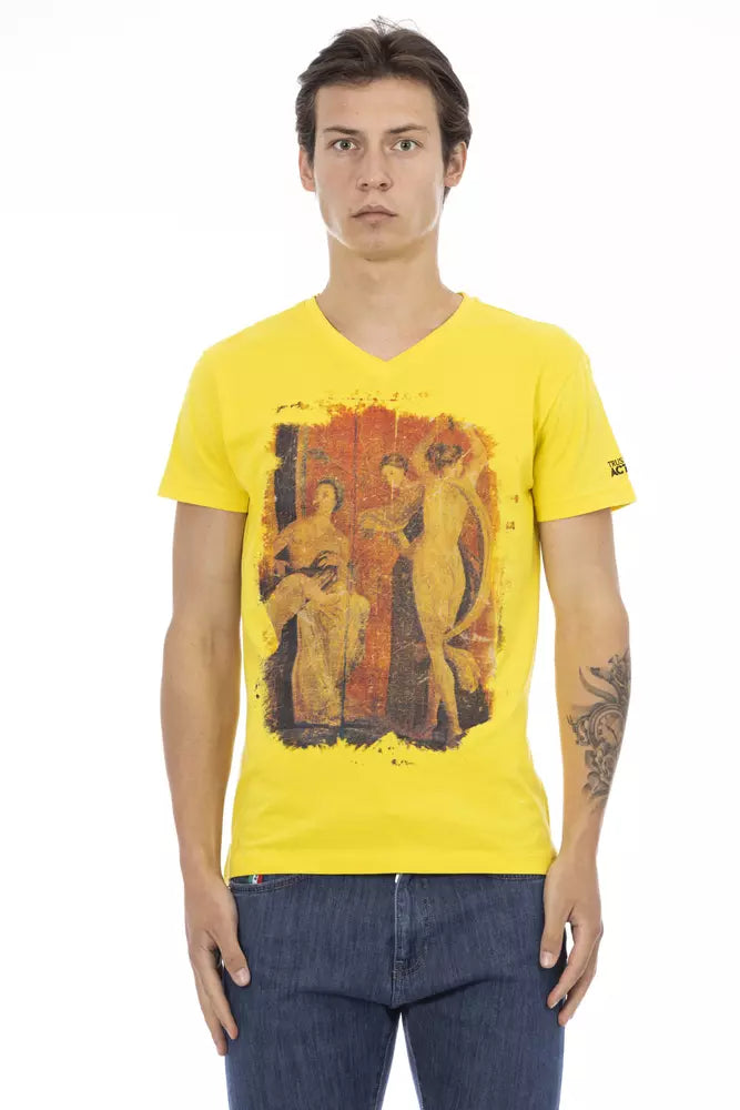Trussardi Action Gul Bomuld Herre T-shirt med V-hals