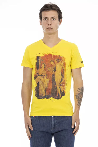 Trussardi Action Gul Bomuld Herre T-shirt med V-hals