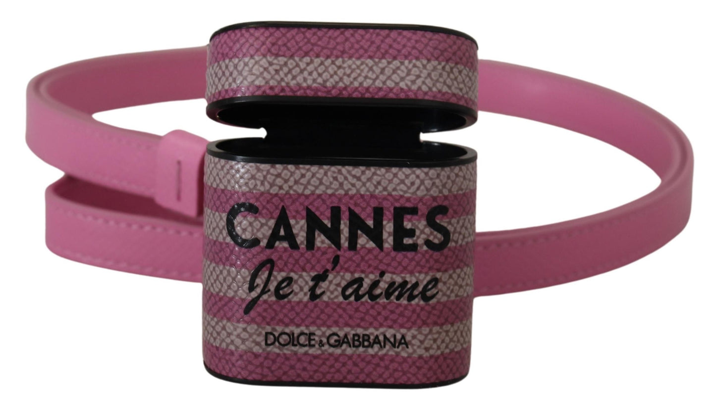 Dolce &amp; Gabbana Chic læder AirPods etui i Pink