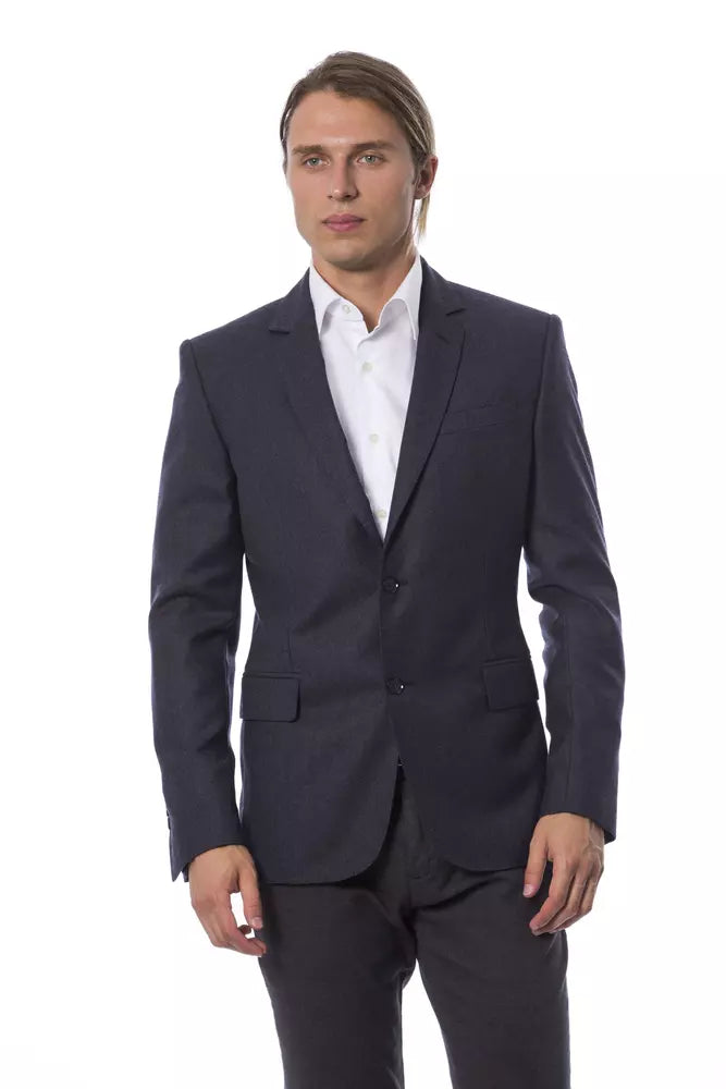 Verri Elegant Blue Wool enkeltradet blazer