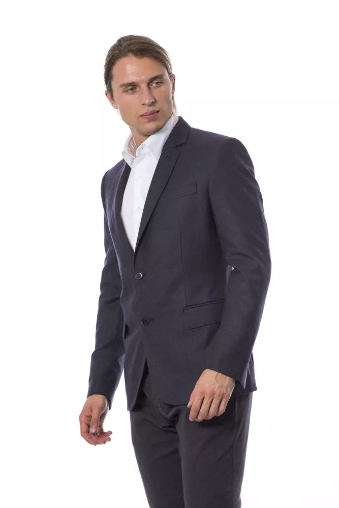 Verri Elegant Blue Wool enkeltradet blazer