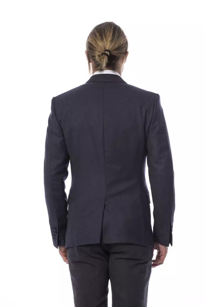 Verri Elegant Blue Wool enkeltradet blazer