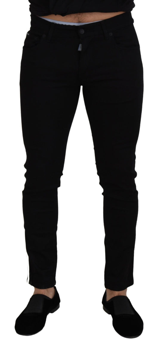 Dolce &amp; Gabbana Elegante Sorte Slim Fit Denimbukser