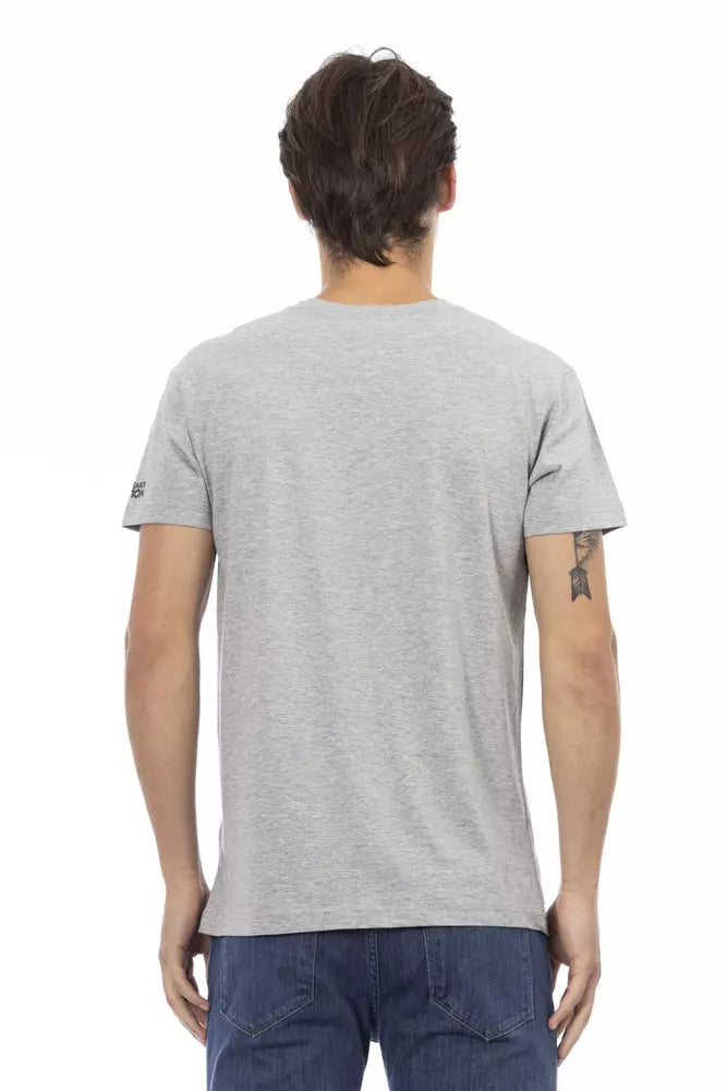 Trussardi Action Grå Bomuld Herre T-shirt med V-hals