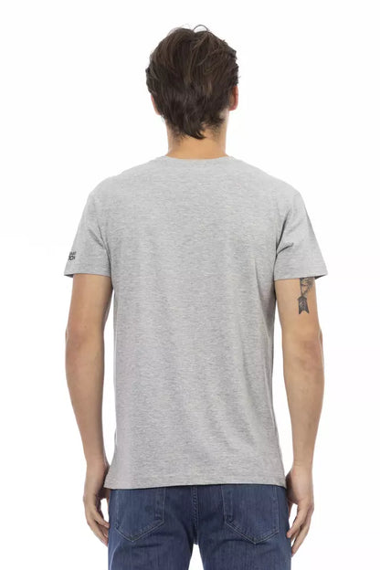 Trussardi Action Grå Bomuld Herre T-shirt med V-hals
