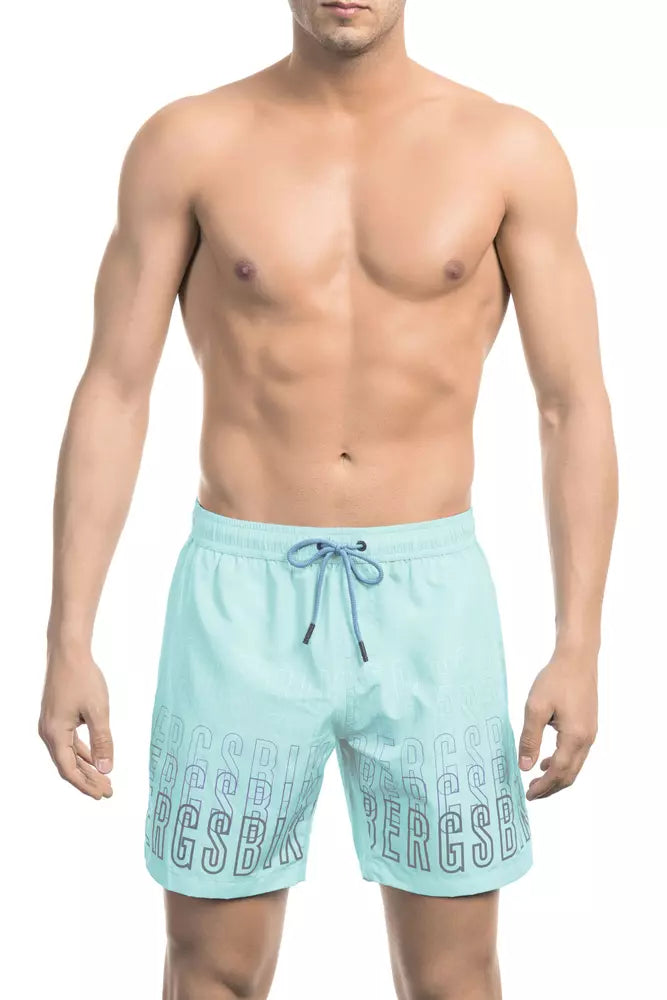 Bikkembergs Light Blue Polyester Men Swim Short