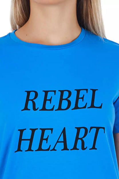 Frankie Morello lyseblå bomulds-T-shirt til kvinder