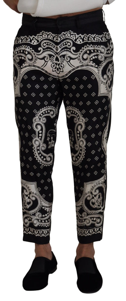 Dolce &amp; Gabbana Elegante Bandana Print Silke-Bomuldsbukser