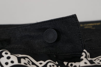 Dolce &amp; Gabbana Elegante Bandana Print Silke-Bomuldsbukser
