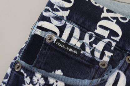Dolce &amp; Gabbana Elegant Crown Print Denimbukser