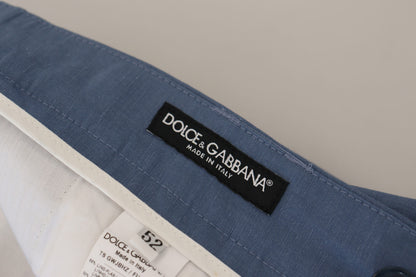 Dolce &amp; Gabbana Elegante Blå Hør-Bomuldsbukser