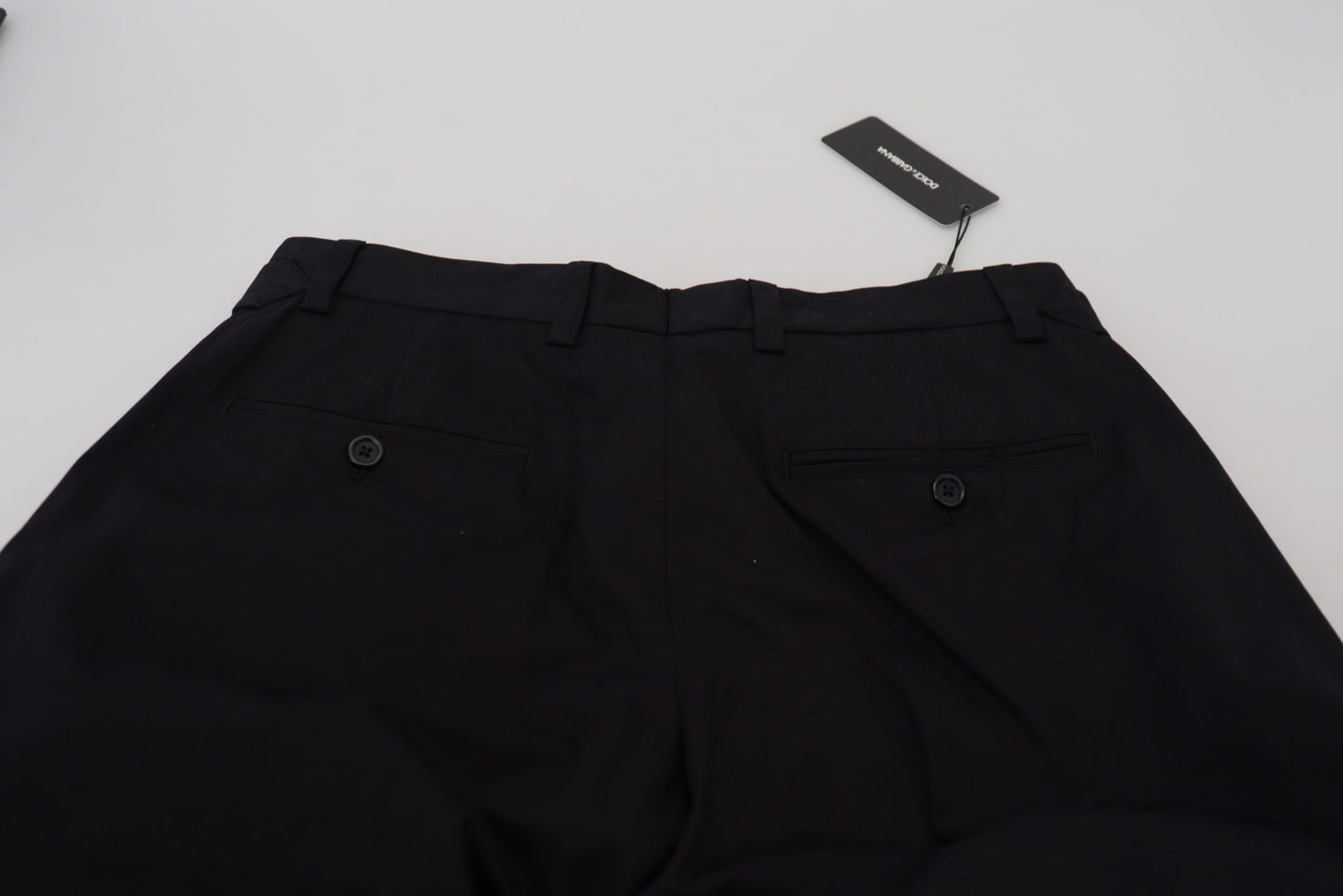 Dolce &amp; Gabbana Elegante Sorte Italienske Designerbukser med Sidespænde