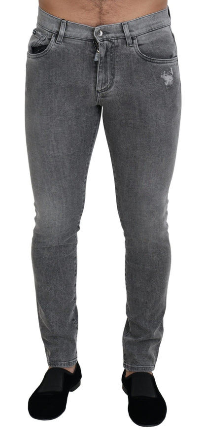Dolce &amp; Gabbana Chic Gråvaskede Denimbukser