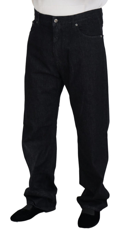 Dolce &amp; Gabbana Elegante Sorte Vaskede Denimbukser Luksus Bomuld