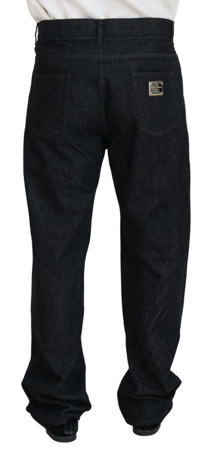 Dolce &amp; Gabbana Elegante Sorte Vaskede Denimbukser Luksus Bomuld