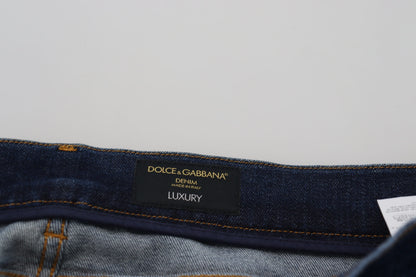 Dolce &amp; Gabbana Elegante Blå Vaskede Denimbukser