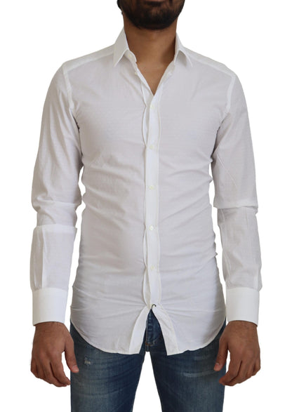 Dolce &amp; Gabbana Elegant Hvid Bomuldsskjorte Slim Fit