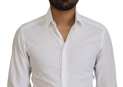 Dolce &amp; Gabbana Elegant Hvid Bomuldsskjorte Slim Fit