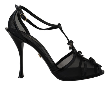Dolce &amp; Gabbana Elegante Sorte Sandaler med Stilettohæl