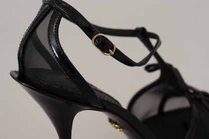 Dolce &amp; Gabbana Elegante Sorte Sandaler med Stilettohæl