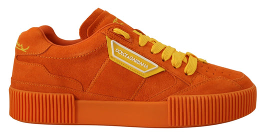 Dolce &amp; Gabbana Chic Orange Ruskindssneakers med Snøre