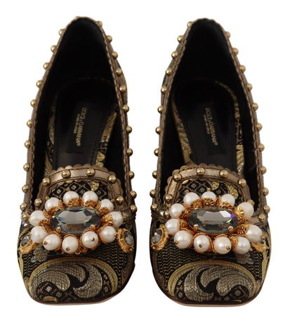 Dolce &amp; Gabbana Elegante Guld Jacquard Brokade Pumps