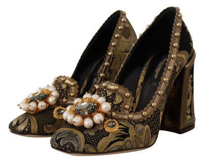 Dolce &amp; Gabbana Elegante Guld Jacquard Brokade Pumps