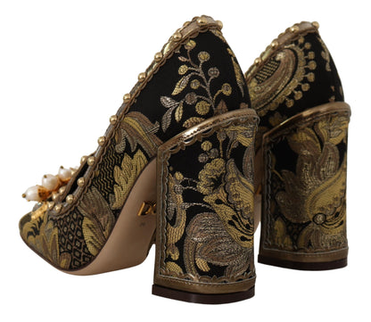 Dolce &amp; Gabbana Elegante Guld Jacquard Brokade Pumps