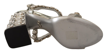 Dolce &amp; Gabbana Krystaludsmykkede Sølvfarvede Læderpumps
