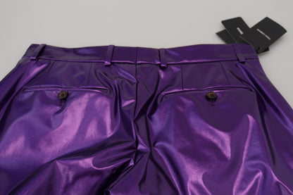 Dolce &amp; Gabbana Elegant Shining Purple Straight Fit Bukser