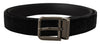 Dolce & Gabbana Elegant Black Leather Belt with Silver Tone Buckle