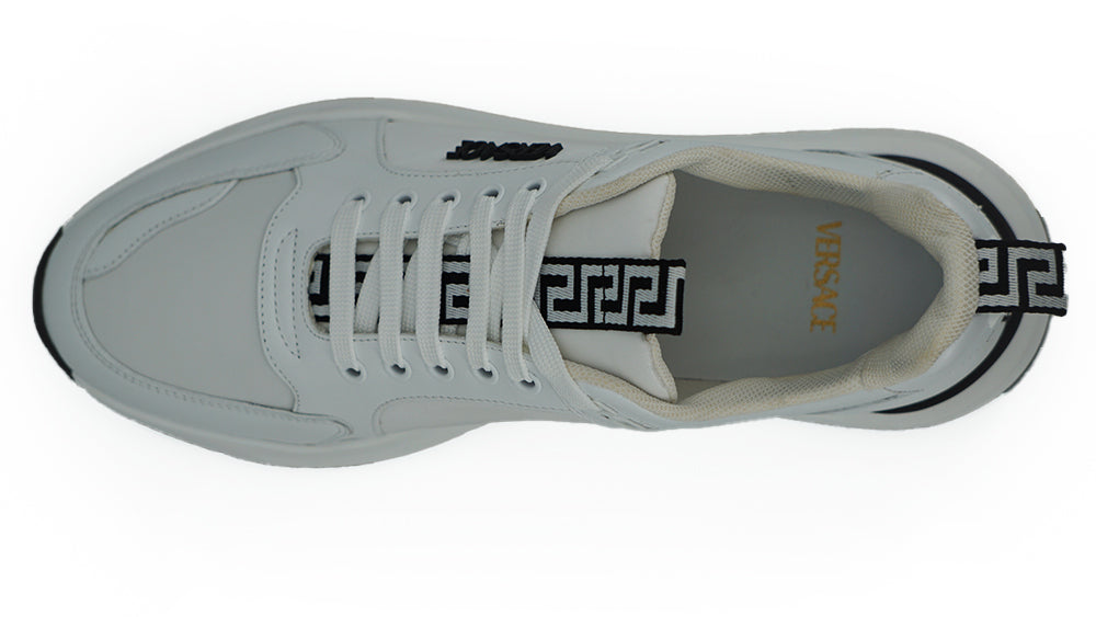 Versace slanke sneakers i hvid kalveskind