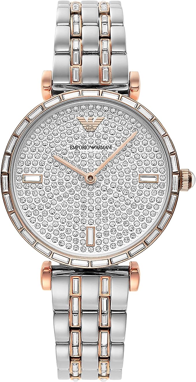 Emporio Armani Elegant To-tone Crystal Pave Watch