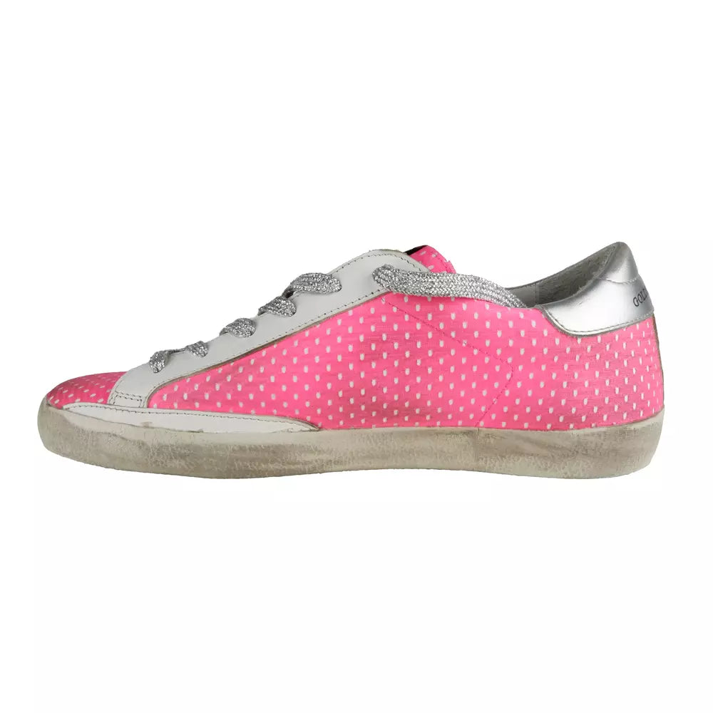 Golden Goose Pink Mesh læder sneakers med glitter accenter