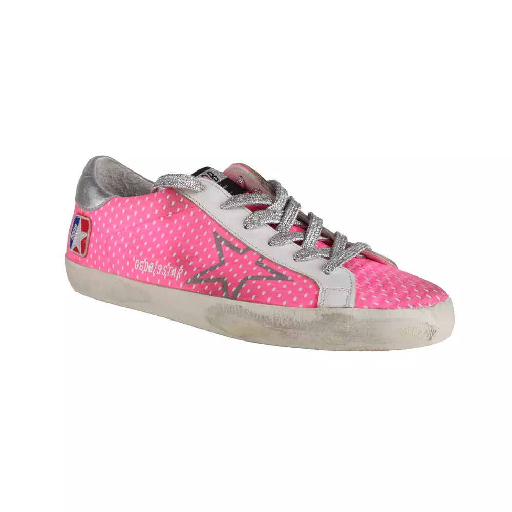 Golden Goose Pink Mesh læder sneakers med glitter accenter