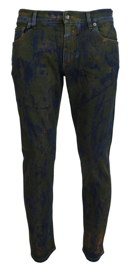 Dolce &amp; Gabbana Chic Slim-Fit Denim Jeans i Grøn Vask