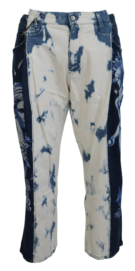 Dolce &amp; Gabbana Elegante Løse Denimbukser med Unikt Print
