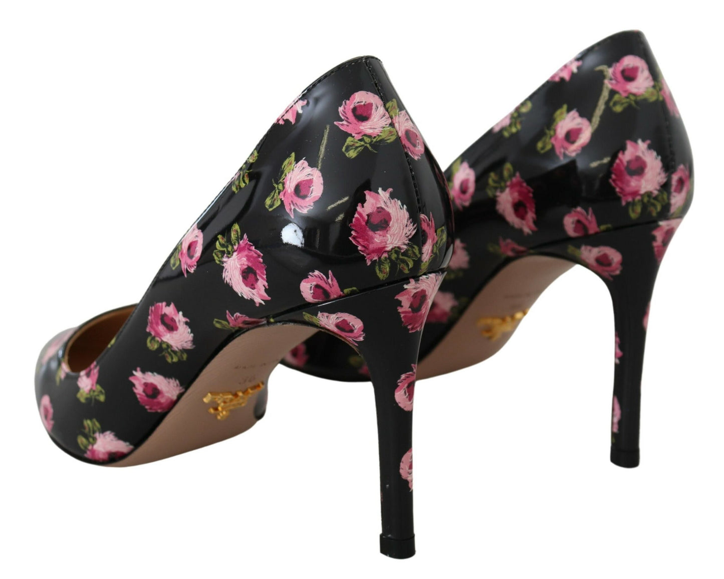 Prada Elegant Blomstertryk Læder Pumps