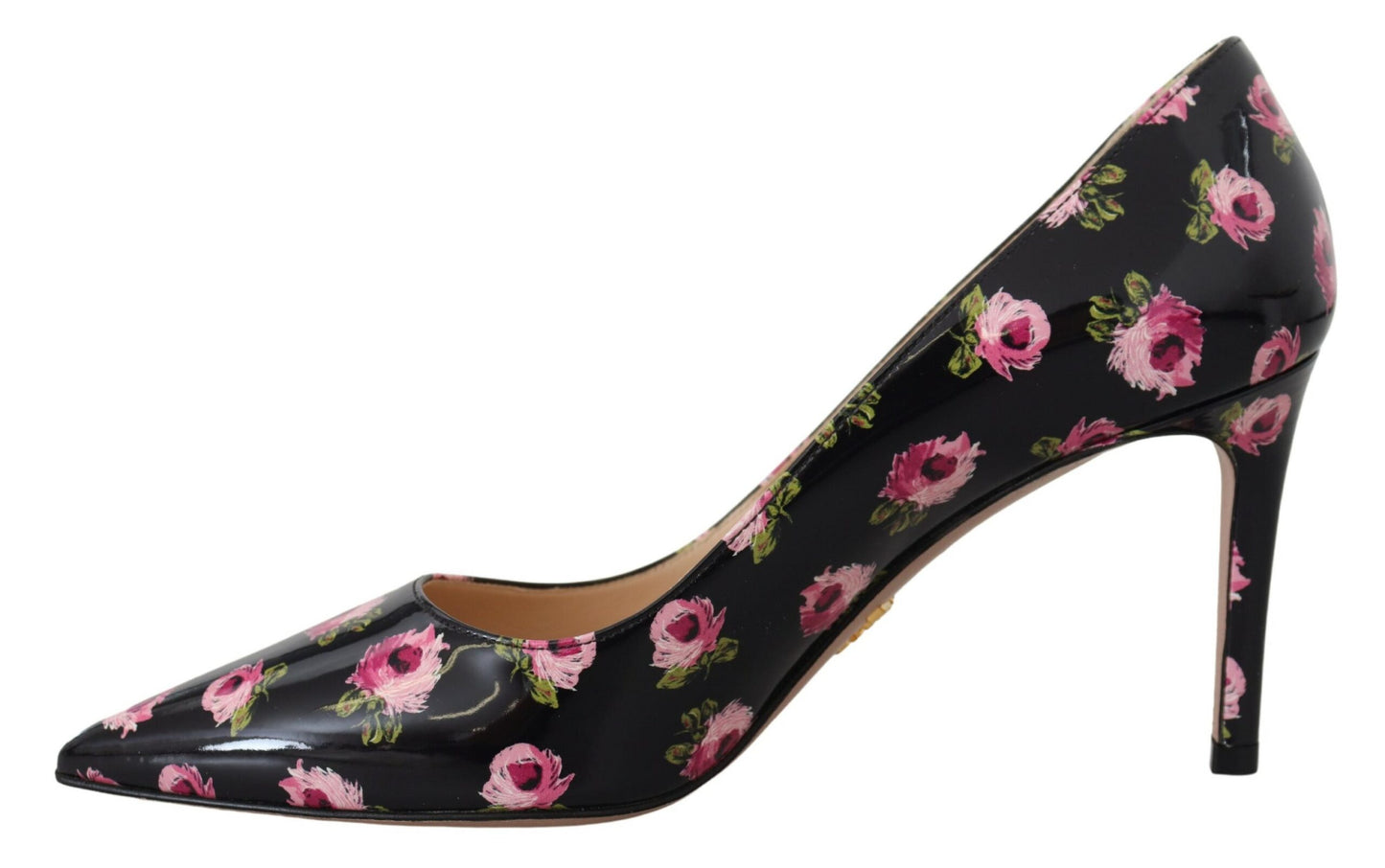 Prada Elegant Blomstertryk Læder Pumps