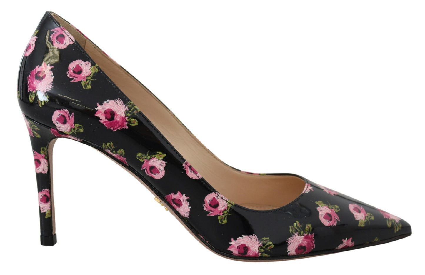 Prada Elegant Blomstertryk Læder Pumps