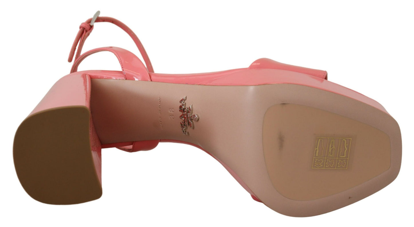 Prada Chic Pink Patent Læder Platform Sandaler