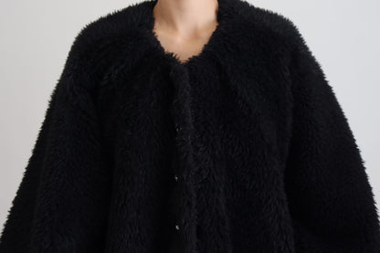 Dolce &amp; Gabbana Elegant Sort Overfrakkejakke i Kashmirblanding