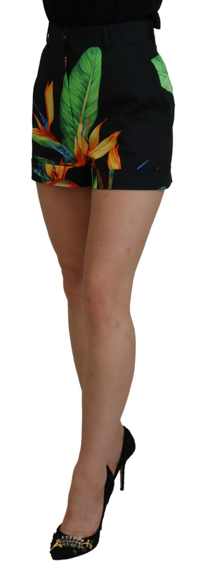 Dolce &amp; Gabbana højtaljede hotpantsshorts i sort bladprint