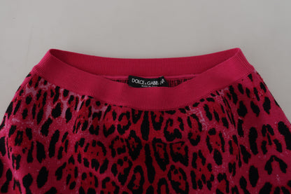 Dolce &amp; Gabbana Chic højtaljet lyserød leopard mini nederdel