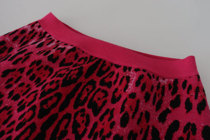 Dolce &amp; Gabbana Chic højtaljet lyserød leopard mini nederdel