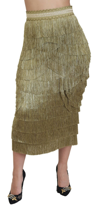 Dolce &amp; Gabbana Gylden Højtaljet Midi-nederdel