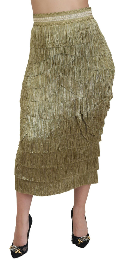 Dolce &amp; Gabbana Gylden Højtaljet Midi-nederdel