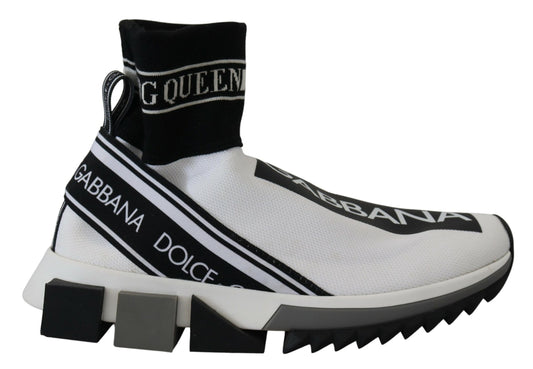 Dolce &amp; Gabbana Chic Sorte og Hvide Sorrento Slip-On Sneakers