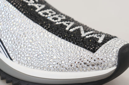 Dolce &amp; Gabbana Mousserende Sølvfarvede Sneakers med Rhinsten
