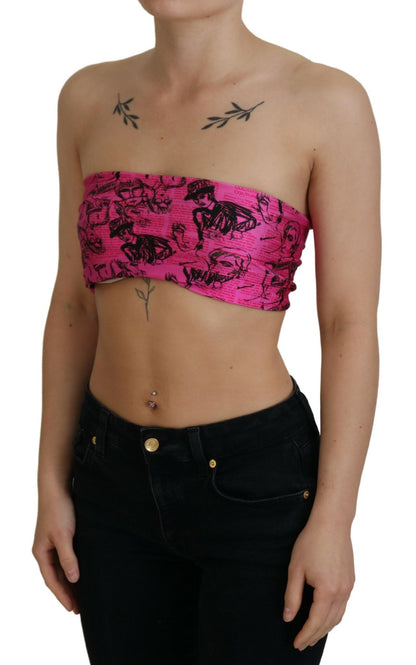 John Galliano Chic Pink Avisprint Cropped Top